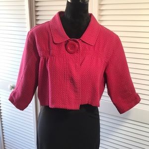 Cute vintage short jacket purchased in the UK. Pink with small white dots. Med